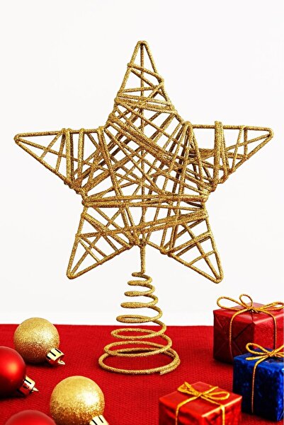 BeySüS Yılbaşı Ağacı Tepelik Yıldız 26 cm Altın Renk