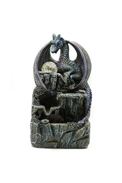 Ancient wisdom Fântână Arteziană de Masă - 35cm - Dragon Violet, Glob de Cristal și Roată de Apă