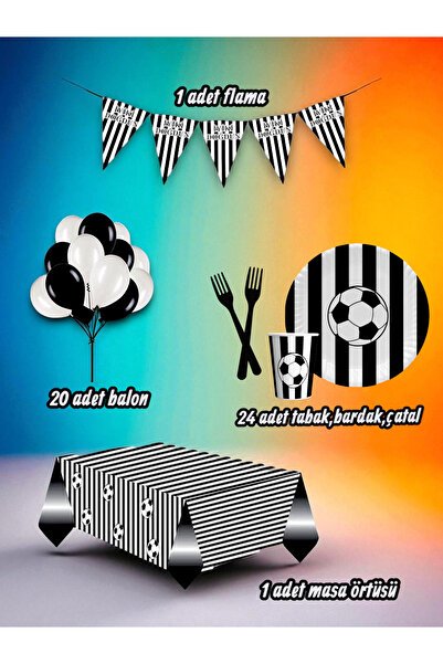 partylady مجموعة صغيرة ذات طابع أبيض وأسود تتسع لـ 24 شخصًا - لحفلات أعياد ال...