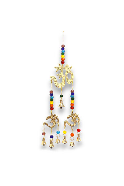 Ancient wisdom Indian Bells - Brass Man with Chakra Beads - 7 bells - 9.5x32 cm