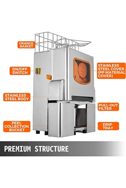 VEVOR Orange Juice Machine, 120W Electric Juicer, Cold Juice Extractor for Fruits and Vegetables, Co