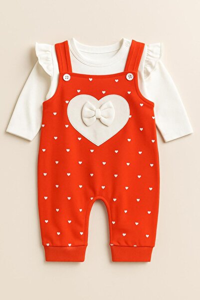 RAPAPA Red Heart Bow Baby Romper Set – Long Sleeve 6835
