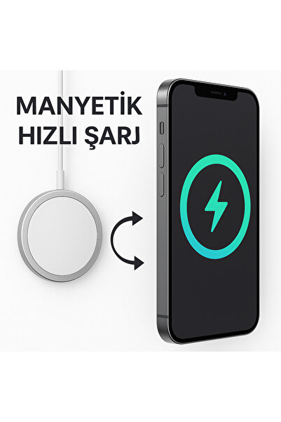 aheaks MagSafe Manyetik Kablosuz Şarj Cihazı | iPhone 12-17 Pro Max Uyumlu 15W Şarj Aleti