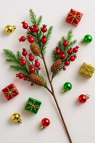 BeySüS زينة شجرة عيد الميلاد فرع كوكينا مع أكواز 75 سم