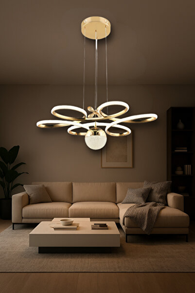 lüx aydınlatma Yonca Modern Gold Avize Yatak Odası - Hol - Salon