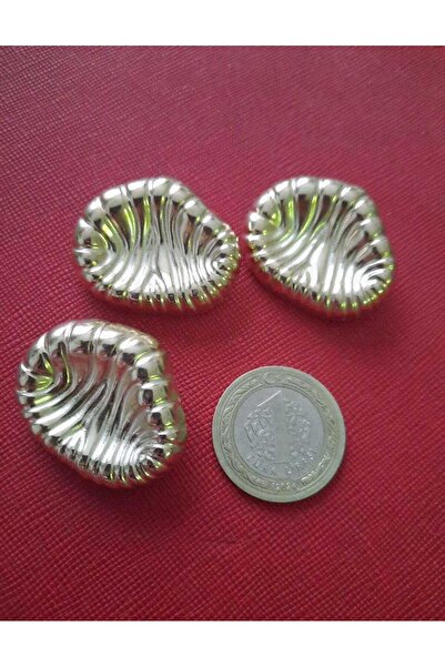 beyna aksesuar Large Size Gold Plated Metal Button 3.5 cm 1 Pack 3 Pieces