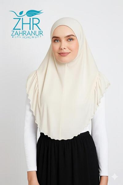 ZAHRANUR HİJAB Πρακτικό σάλι-εσάρπα-χιτζάμπ με πλισέ-μαντήλι προσευχής