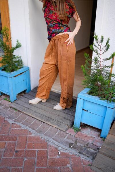 Miss Boheme Earth Color Vintage Embroidered Bohemian Trousers