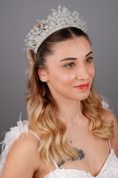 Hayalperest boncuk Coroana de mireasă cu design special Aria și accesoriu pen...