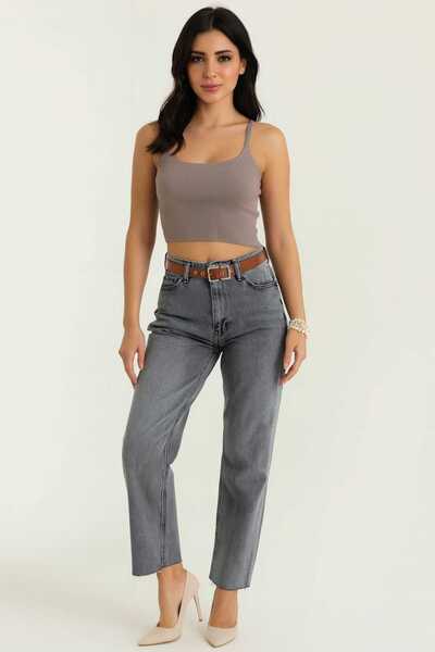 gigigiyim جينز نسائي بتصميم حزام بلون أنثراسيت