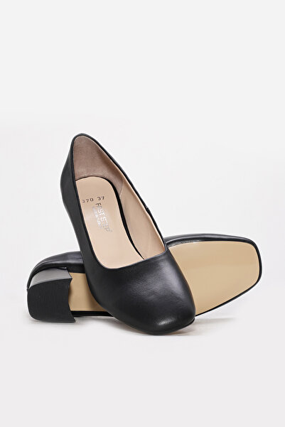 Ayakkabıhane Inside and Outside Genuine Leather Black Comfortable Women's Thick Heel Shoes Ah08064261475