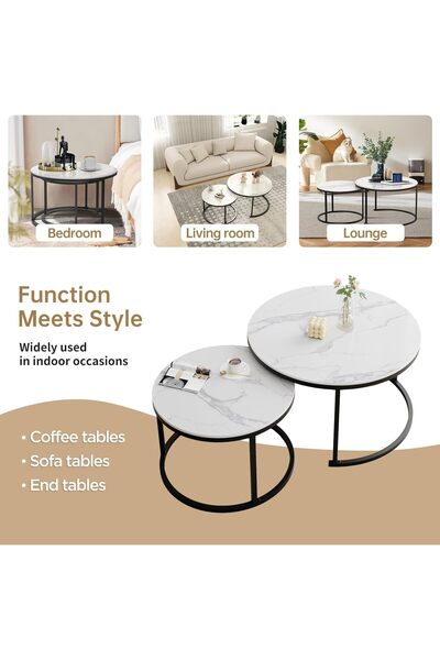 Türkiye Nesting Coffee Table Set of 2, Round End Table for Living Room Bedroom Balcony, Coffee Table Nesting