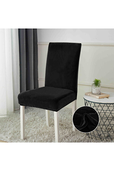 JOJO HOME Set 6 Huse Scaune UNI Catifea, Negru