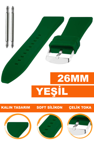 COBRA 26mm Saat Uyumlu Silikon Saat Kordonu Kayışı A3626MM