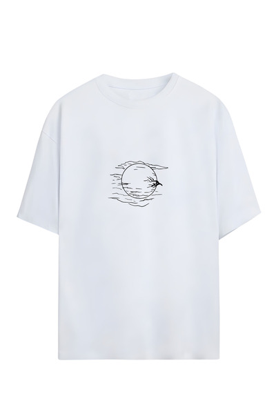 GraffTee تي شيرت قطني كبير الحجم للجنسين من مون