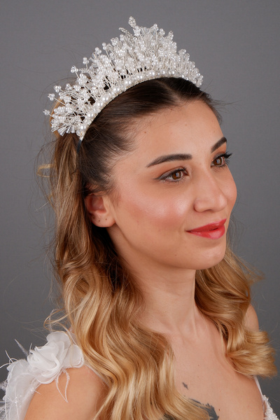 Hayalperest boncuk Coroana de mireasă cu design special Aria și accesoriu pen...