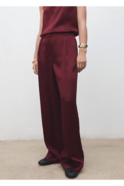 MANGO Woman Saten wide leg pantolon