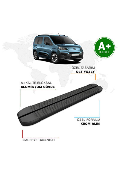 FA OTOMOTİV Fiat Doblo Yan Basamak Kısa Şasi 2024 Model ve Sonrası S-Line Siyah