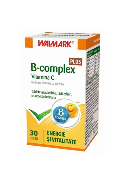 walmark B Complex + Vitamina C cu Aroma de Fructe, 30 Tablete,