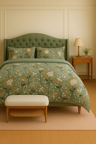 Sheri Home %100 Organik Ham Kumaş Çift Kişilik Nevresim Takımı KIRÇİÇEK – Doğ...