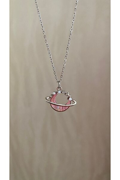 Petek Collection قلادة القمر من حجر الأوبال الفولاذي (لون فضي)، هدية عيد الحب