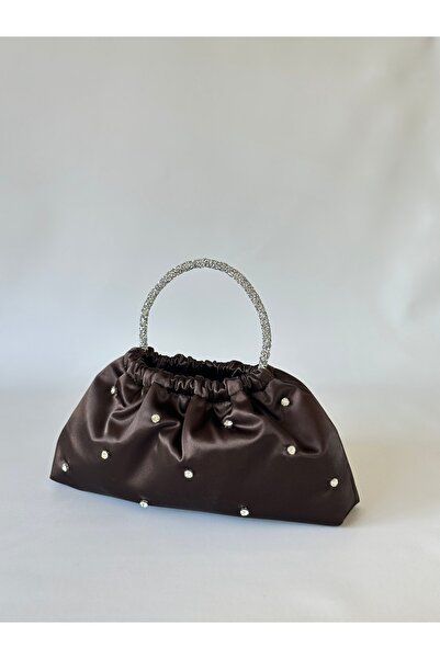 posst bag Кафява сатенена вечерна чанта