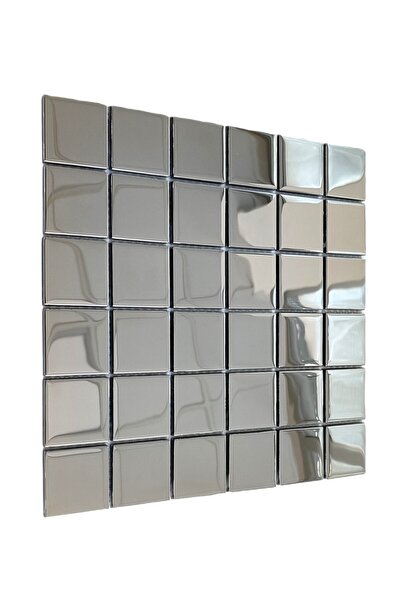 MozaiKristaL 48×48 ملم للهوايات والأعمال الفنية. كروم فضي، 30×30 سم. فسيفساء كريستالية شبكية.