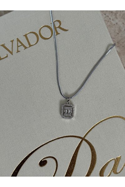 LUXSTONE قلادة الرغيف الفرنسي الفضية