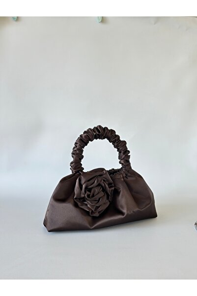 posst bag Кафява сатенена вечерна чанта