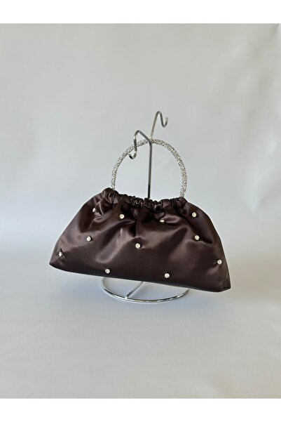 posst bag Кафява сатенена вечерна чанта