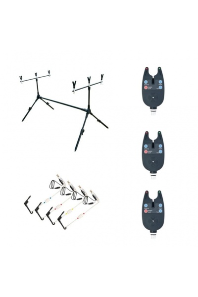 Baracuda Set de pescuit la undiță | Rod Pod + Detectoare digitale de mușcături + Balansoare cu lumini | Reglabile și portabile