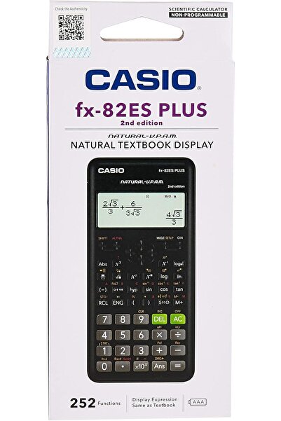 Casio الآلة الحاسبة العلمية FX-82ESPLUS-2-WDTV الإصدار الثاني باللون الأسود