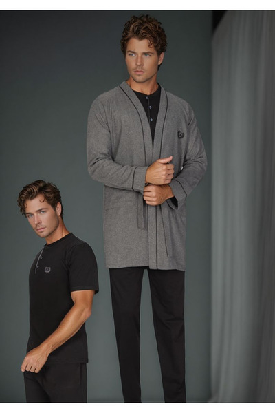 Loule Men's 100% Cotton Combed 5-Piece Boxed Robdöşambr - Summer & Winter Pajama Set L1.Anc.3550.01