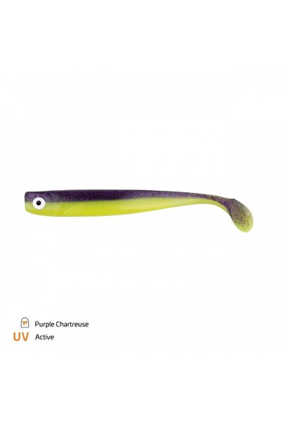 ZECK Momeală moale Shad ZANDER Gummi, Purple Chartreuse, 3 buc.