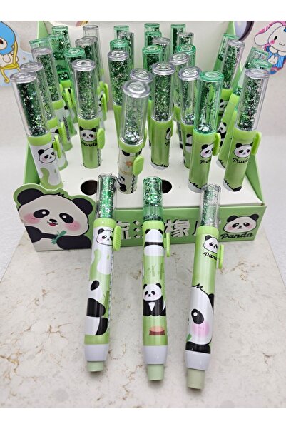 Meyra Accessories panda desenli vibe uzun sürgülü silgi içi simli sevimli oku...