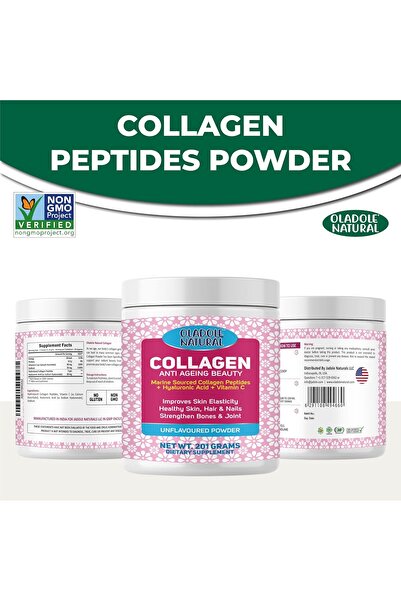Oladole Natural Collagen Peptides Powder Enriched With Hyaluronic Acid - 201g