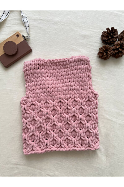 Alize puffy petek model ahşap düğmeli bebek yeleği