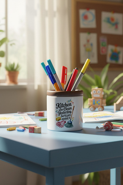 giftkonsept Η κουζίνα ήταν καθαρή Τυπωμένη κεραμική θήκη για στυλό Οργανωτής ...