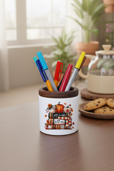 giftkonsept Doar o fată care iubește toamna Suport pentru stilou din ceramică...