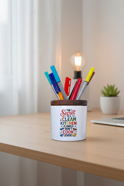 giftkonsept Тайната на чистия печатен керамичен органайзер за моливи за бюро