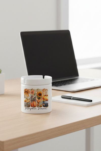 giftkonsept Pumpkin Season Printed Ceramic Lidless Ashtray