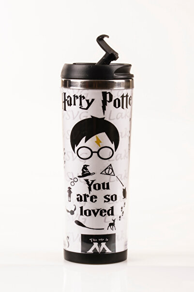 MUKKO HOME Harry Potter Dekorlu Çelik Mug - 360 ml | Sızdırmaz Kapaklı, Çelik...