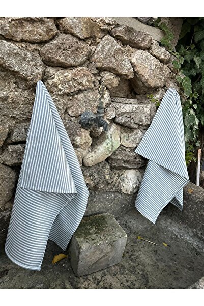 The Byzia حفاضات مطبخ مخططة من القطن والكتان (2 قطعة)