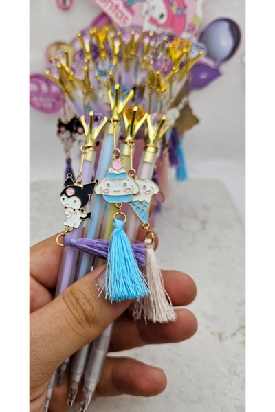 Meyra Accessories 2 adet sanrio kawaii figürlü püsküllü uçlu kalem 0,7 rengar...