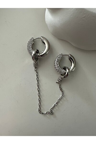 Butik Zincirli Halka Küpe (Silver)