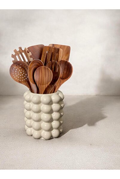 Porselian Διακοσμητικό βάζο Bubble Concrete Beige 15x10 cm |   Σχέδιο με παπάζια και φούσκα