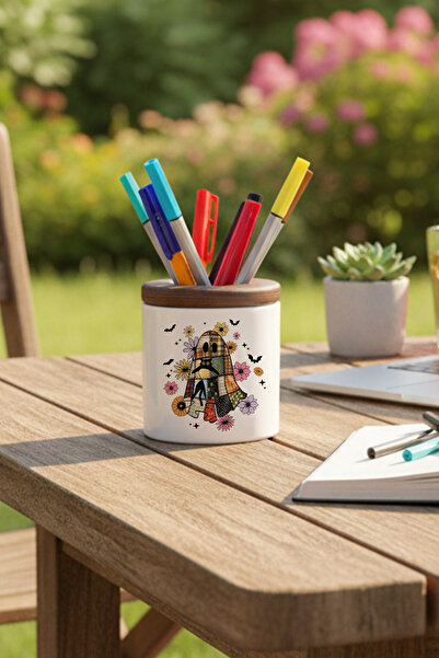 giftkonsept Suport pentru stilou din ceramică cu imprimeu fantomă și pisică d...