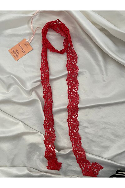 Nurcanilirboutique Kırmızı zarif Fransız dantel fular