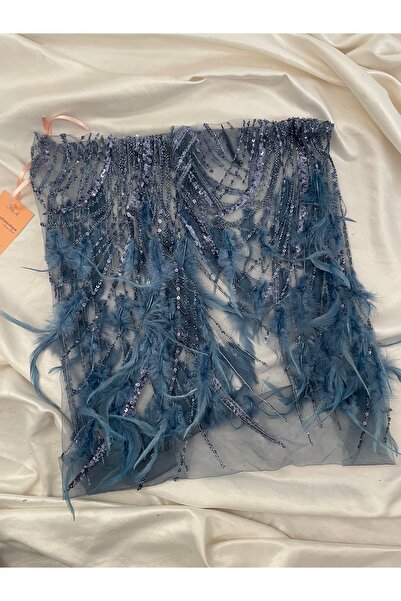 Nurcanilirboutique Otriş tüy detaylı boncuk işlemeli pareo&Sahne eteği