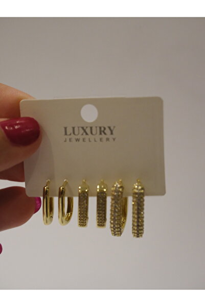 saaden jewelry SAADEN 3 TAKIM GOLD KÜPE